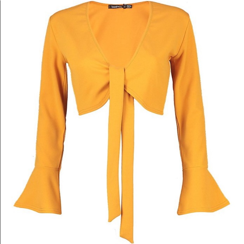 SOLD HOST PICK 🎉 Mustard Front Tie Top - Picture 2 of 8